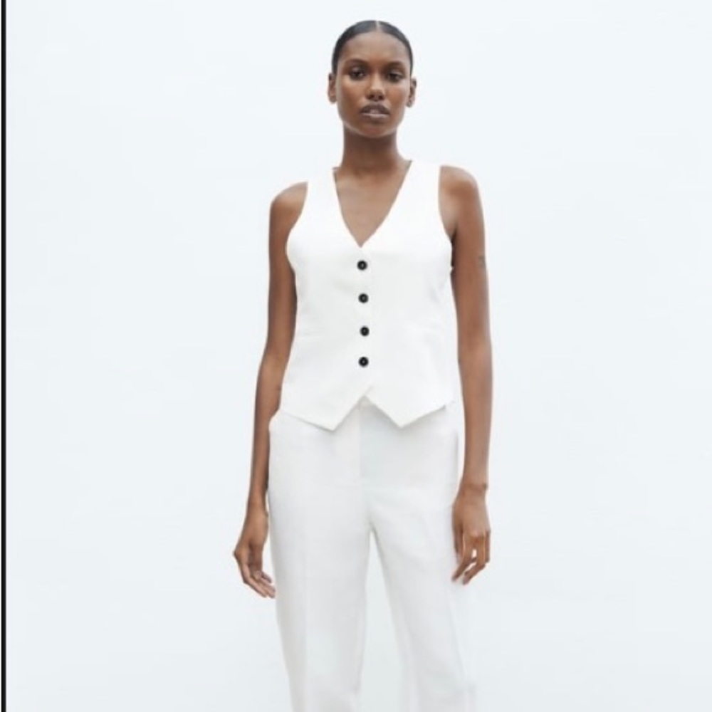ZARA - TAILORED LINEN BLEND WAISTCOAT